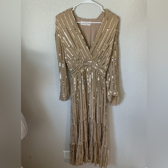 Sundress Nataly Sequin Maxi Dress in Cafe Au Laif Size XS/Small - Picture 3 of 10